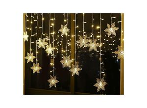 9168919578421 - Memkey - Lichtergirlande Lichtervorhang 4 m 96 LEDs Schneeflocken-Weihnachtsbeleuchtung 8 Beleuchtungsmodi Fensterdekoration Weihnachten