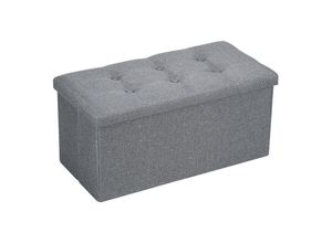 9178524704597 - Sitzhocker sitzbank faltbar mit Stauraum Aufbewahrungsbox Deckel abnehmbar 76x38x38cm Grau - Tolletour