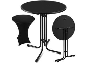 9178524771551 - Stehtisch mit Husse Bistro klappbar Garten Partytisch Bistrotisch Tisch Rund ø 80 cm Schwarz - Vingo