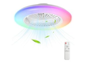 9180102147917 - Swanew - led Deckenventilator mit Beleuchtung und Fernbedienung Dimmbar Deckenleuchte Schlafzimmer Wohn 49CM