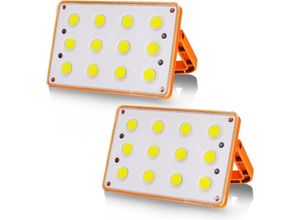 9302366297041 - 2 Packungen 60 w wiederaufladbares LED-Flutlicht 120 cob 4 Modi Solar-wiederaufladbare Lampe LED-Flutlicht Baustelle wasserdichte Arbeitslampe