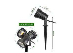 9309986207849 - CSPARKV 2er-Set Gartenstrahler 3-W-LED-Leuchtmittel im Lieferumfang enthalten verstellbare Strahler mit Erdspieß und Wandmontage Außenbeleuchtung