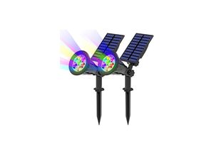 9311433105257 - Solar-Gartenleuchten 2er-Pack 7 LED-Solarstrahler Solar-Gartenleuchten für den Außenbereich 2-in-1 wasserdicht kabellos 7 Farbwechsel 2