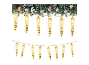 9311835551980 - Swanew - 40 led Eiszapfen Lichterkette Außen Innen 8 Modi IP44 Party Garten Lichtervorhang Fenster Weihnachten Eisregen Beleuchtung Deko Warmweiß