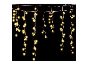 9311835560050 - Swanew - 5M led Eisregen Lichterkette Außen Innen Warmweiß Lichtervorhang 200 LEDs Eiszapfen Weihnachtsbeleuchtung 8 Modi Weihnachtsdeko Party Garten