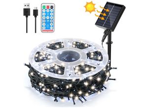 9311835562832 - Swanew - 30M 300 led Solaire Guirlande lumineuse Noël IP44 8 modes décoration de fête Extérieur Intérieur Jardin pour Noël anniversaire mariage blanc