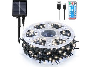 9311835562856 - Swanew - 50M 500 led Solaire Guirlande lumineuse Noël IP44 8 modes décoration de fête Extérieur Intérieur Jardin pour Noël anniversaire mariage blanc