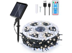 9311835562870 - Swanew - 80M 800 led Solaire Guirlande lumineuse Noël IP44 8 modes décoration de fête Extérieur Intérieur Jardin pour Noël anniversaire mariage blanc