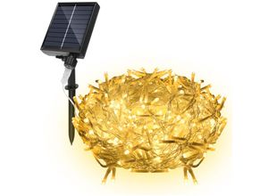 9311835563815 - Swanew - 5M Solar led Eisregen Lichterkette Außen Innen Warmweiß Lichtervorhang 200 LEDs Eiszapfen Weihnachtsbeleuchtung 8 Modi Weihnachtsdeko Party