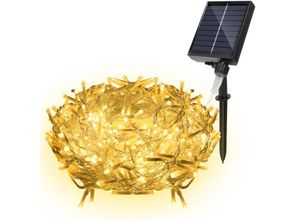 9311835563839 - 10M Solar led Eisregen Lichterkette Außen Innen Warmweiß Lichtervorhang 400 LEDs Eiszapfen Weihnachtsbeleuchtung 8 Modi Weihnachtsdeko Party Garten