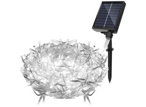 9311835563846 - Swanew - 10M Solar led Eisregen Lichterkette Außen Innen Kaltweiß Lichtervorhang 400 LEDs Eiszapfen Weihnachtsbeleuchtung 8 ModiWeihnachtsdeko Party