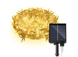 9311835563853 - SWANEW 15M Solar LED Eisregen Lichterkette Außen Innen Warmweiß Lichtervorhang 600 LEDs Eiszapfen Weihnachtsbeleuchtung 8 Modi Weihnachtsdeko Party