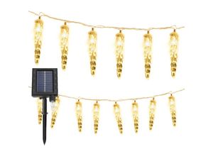 9311835563877 - 10M 80 led Solar Eiszapfen Lichterkette Außen Innen 8 Modi IP44 Party Garten Lichtervorhang Fenster Weihnachten Eisregen Beleuchtung Deko Warmweiß