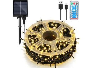 9311835563891 - Swanew - 30M 300 led Solar Lichterkette IP44 8 Modi Innen Außen WeihnachtenParty Garten Hochzeit Wasserdicht Beleuchtung Deko Warmweiß