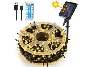 9311835563914 - Swanew - 50M 500 led Solar Lichterkette IP44 8 Modi Innen Außen WeihnachtenParty Garten Hochzeit Wasserdicht Beleuchtung Deko Warmweiß