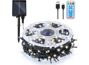 9311835563921 - Swanew - 50M 500 led Solar Lichterkette IP44 8 Modi Innen Außen WeihnachtenParty Garten Hochzeit Wasserdicht Beleuchtung Deko Kaltweiß