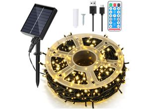 9311835563938 - Swanew - 80M 800 led Solar Lichterkette IP44 8 Modi Innen Außen WeihnachtenParty Garten Hochzeit Wasserdicht Beleuchtung Deko Warmweiß