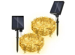 9311835580546 - LED Solar Lichterkette LED Lichtervorhang Weihnachtsbeleuchtung Wasserdicht Außen Garten Hochzeit Party Weihnachten Deko 2x 5M 198LEDs Warmweiß