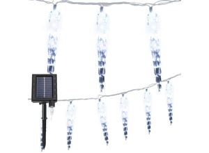 9311835580775 - 10M 80 led Solar Eiszapfen Lichterkette Außen Innen 8 Modi IP44 Party Garten Lichtervorhang Fenster Weihnachten Eisregen Beleuchtung Deko kaltweiß