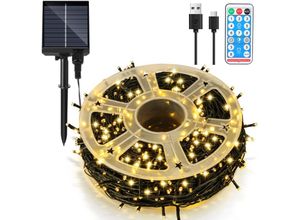 9311835580782 - 30M 300 led Solar Lichterkette IP44 8 Modi Innen Außen WeihnachtenParty Garten Hochzeit Wasserdicht Beleuchtung Deko Warmweiß - Vingo