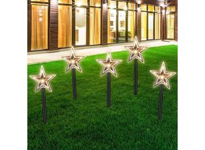 9311835580928 - 5x Gartenstecker Stern 23cm warmweiß 6 18h Timer 16m LeuchtstäbeLED Gartenleuchten Stern Lichter Weihnachtsdekoration Außen Garten