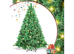 9311835652052 - Jopassy - 210cm Künstlicher Weihnachtsbaum mit Beleuchtung led Tannenbaum für Weihnachten-Dekoration aus pe und pvc(ø ca 128cm) mit 1200 Spitzen