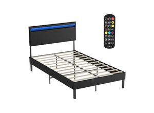 9311835652397 - Jopassy - Bettgestell hohes Kopfteil robustes Bettgestell Maximale 120x200CM Tragfähigkeit 350 kg für Schlafzimmerbett Kunstleder LED-Beleuchtung Mit