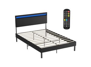 9311835652403 - Jopassy - Bettgestell hohes Kopfteil robustes Bettgestell Maximale 140x200CM Tragfähigkeit 350 kg für Schlafzimmerbett Kunstleder LED-Beleuchtung Mit