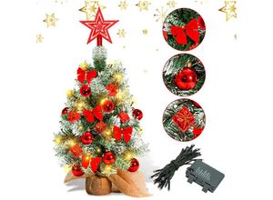 9311835653257 - Künstlicher led Weihnachtsbaum Tannenbaum 40 cm Christbaum Beleuchtet Weihnachtsdeko Dekobaum LichterbaumRot - Jopassy