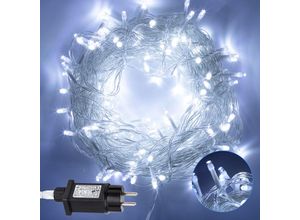 9311835654469 - 10M 100 led Lichterkette 8 Lichtmodi Wasserdicht Party Garten Strom Beleuchtung Innen Außen Weihnachten Hochzeit Deko Kaltweiß - Jopassy