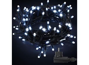 9311835654575 - 10M 100 led Lichterkette 8 Lichtmodi Wasserdicht Party Garten Beleuchtung Innen Außen Weihnachten Hochzeit Deko Kaltweiß - Jopassy