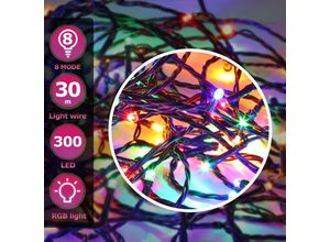 9311835654629 - 30M 300 led Lichterkette 8 Lichtmodi Wasserdicht Party Garten Beleuchtung Innen Außen Weihnachten Hochzeit Deko bunt - Jopassy