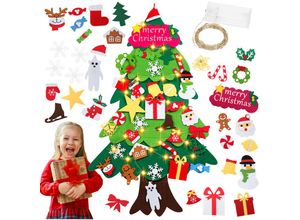 9311835654650 - Weihnachtsbaum Filz 33 pcs Filz Weihnachtsbaum Kinder diy Filz Weihnachtsbaum Mit Led Lichter Für Kinder Weihnachten Geschenk Filz Weihnachtsbaum