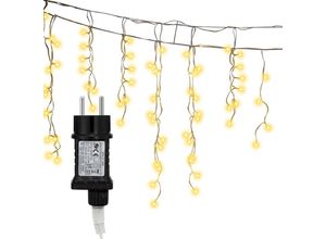 9311835654667 - Jopassy 5M LED Eisregen Lichterkette Außen Innen Warmweiß Lichtervorhang 200 LEDs Eiszapfen Weihnachtsbeleuchtung 8 Modi Weihnachtsdeko Party Garten