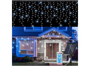 9311835655893 - Jopassy 10M Solar LED Eisregen Lichterkette Außen Innen Kaltweiß Lichtervorhang 400 LEDs Eiszapfen Weihnachtsbeleuchtung 8 ModiWeihnachtsdeko Party