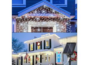 9311835655916 - 15M Solar led Eisregen Lichterkette Außen Innen Kaltweiß Lichtervorhang 600 LEDs Eiszapfen Weihnachtsbeleuchtung 8 Modi Weihnachtsdeko Party Garten