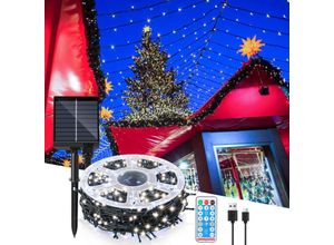 9311835656012 - 100M 100 led Solar Lichterkette IP44 8 Modi Innen Außen WeihnachtenParty Garten Hochzeit Wasserdicht Beleuchtung Deko Kaltweiß - Jopassy