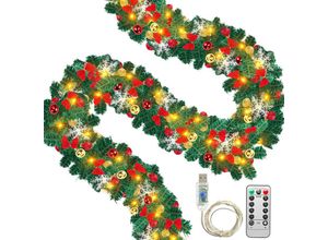 9311835903277 - Jopassy Weihnachtsgirlande5M USB Künstliche Tannengirlande Baumgirlande Dekogirlande mit Fernbedienung für Tischdeko