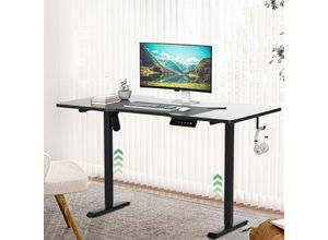 9311835903703 - Höhenverstellbarer Schreibtisch mit Desktop 140x60cm Ergonomischer Tischplatte mit Memory-Steuerung Schwarz - Hengda