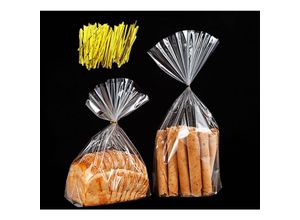 9312120313993 - Fvbjd - Wiederverwendbare Kunststoff-Brotbeutel für selbstgebackenes Brot – 100 Stück transparente Brotbeutel mit Bändern – Brotlaibbeutel 20 x 30 +