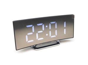 9312120319421 - Fvbjd - Digitaler Wecker große verspiegelte LED-Uhr mit zwei USB-Ladeanschlüssen Einfache Schlummerfunktion Weiß