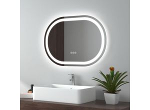 9314077357341 - EMKE Spiegel Oval Badspiegel mit Beleuchtung Badezimmerspiegel 80x60cm Touch+3 Lichtfarbe+Beschlagfrei