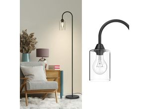 9314077358515 - Emke - Stehlampe Kyle E27 Stehleuchte Glas Minimalistisch Schwarz Standleuchter Design Bodenlampe Modern mit Fußschalte Wohnzimmerlampe Leselampe