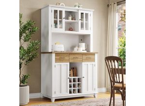 9317424254270 - Aiducho - Küchen-Sideboard mit LED-Beleuchtung – hoher Sideboard-Schrank mit verstellbaren Regalen – Sideboard mit Weinregal 106 x 40 x 1795 cm