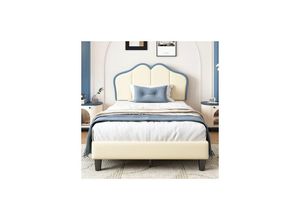 9317424277101 - Polsterbett Kinderbett mit weichen Schutzkanten Stabile Bettfüße Elegantes gepolstertes Kopfteilprofil Einzelbett PUWeiß+Blau 90x200cm 9317424277101 - Polsterbett Kinderbett mit weichen Schutzkanten Stabile Bettfüße Elegantes gepolstertes Kopfteilprofil Einzelbett PUWeiß+Blau 90x200cm