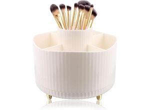 9322443020065 - CCYKXAWeißer rotierender Make-up-Organizer 360° drehbarer Bleistifttopf Make-up-Pinsel-Aufbewahrung 5 Fächer Make-up-Pinsel-Organizer