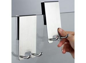 9322443272129 - Csparkv - 2 Stück Duschhaken Duschkabinen-Wandhaken Handtuchhaken ohne Bohren Badezimmer-Türhaken passend für 6–12 mm dickes Glas gebürsteter