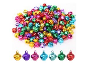 9322443316342 - Csparkv - 200 Stück kleine Glöckchen aus Metall bunte Glöckchen für Weihnachtsdekoration diy Basteln Haustierschmuckherstellung (12 mm Farbe)