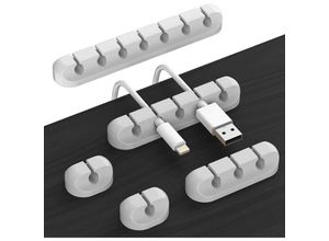 9322443319640 - Schreibtischzubehör für Lade-Organizer – 5 Packungen graues Computer-Schreibtischzubehör und selbstklebender Kabel-Organizer für Kabelhalter Schafft
