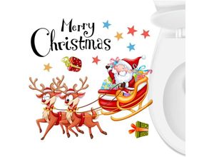 9322443327058 - Csparkv - Weihnachts-PVC-Toilettentank-Aufkleber Wandaufkleber für Schlafzimmer Kühlschrank Badezimmertüren Toilette Rockia